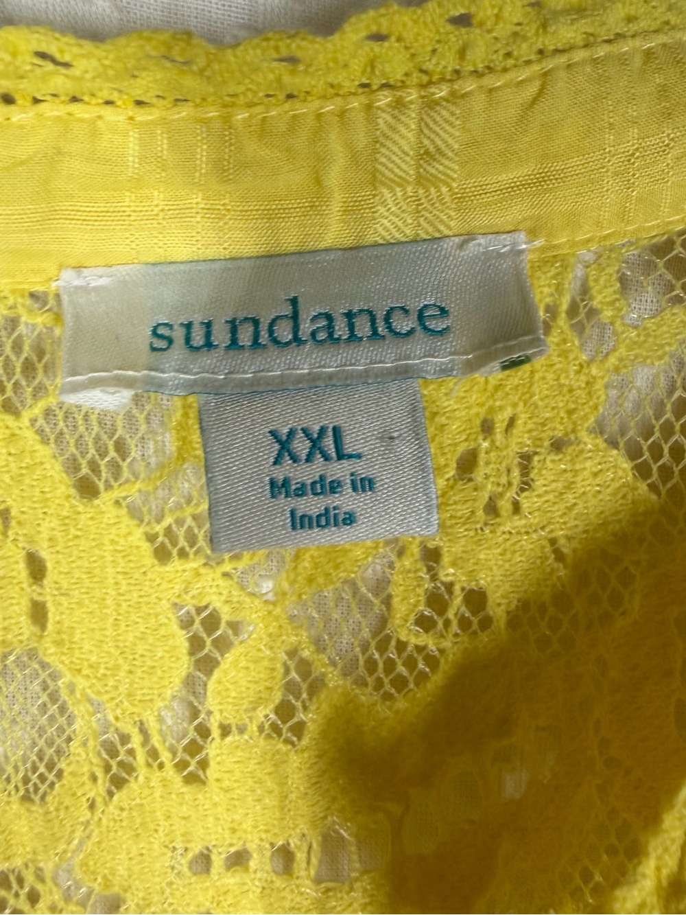 Sundance Yellow Lace Floral Garbo Button Up Top - Picture 3 of 6